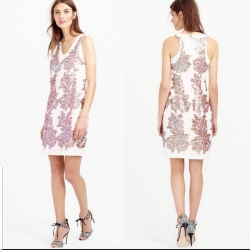 J.Crew linen blend dress Ivory with sequins size 0